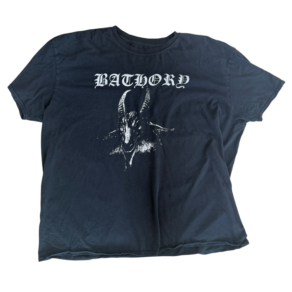 Bathory Goat Metal Band Tee T-shirt Pentagram Graphic XL Black 2009 y2K